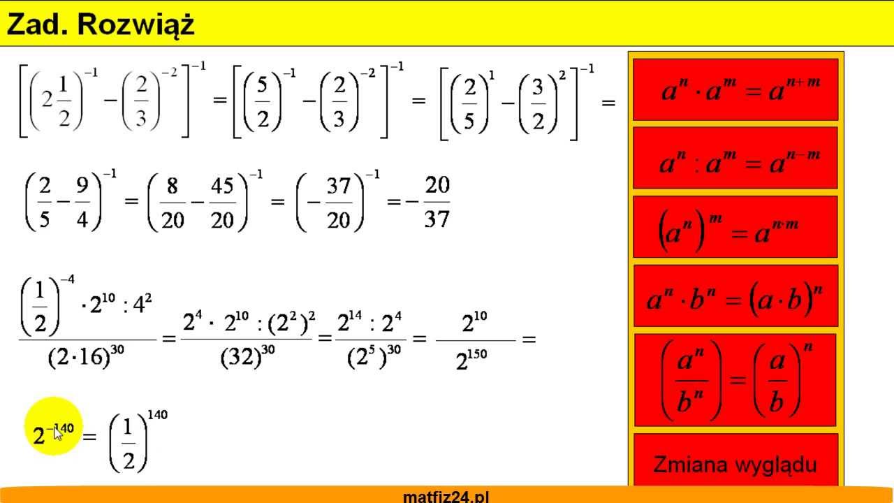 Wzory Na Potęgi I Pierwiastki Potęgi - rozwiąż równanie korzystając ze wzorów - Matfiz24.pl - YouTube