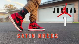 Jordan 1 Satin Breds On Feet w/ Lace Swaps.  Which laces do you like with these?