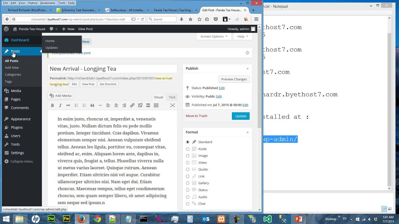 Tutorial WordPress 009 create posts 2 - YouTube