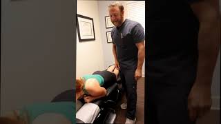 First time jitters 😬, but she’s in great hands! #chiropractic #adjustment #drmike #revive #relax