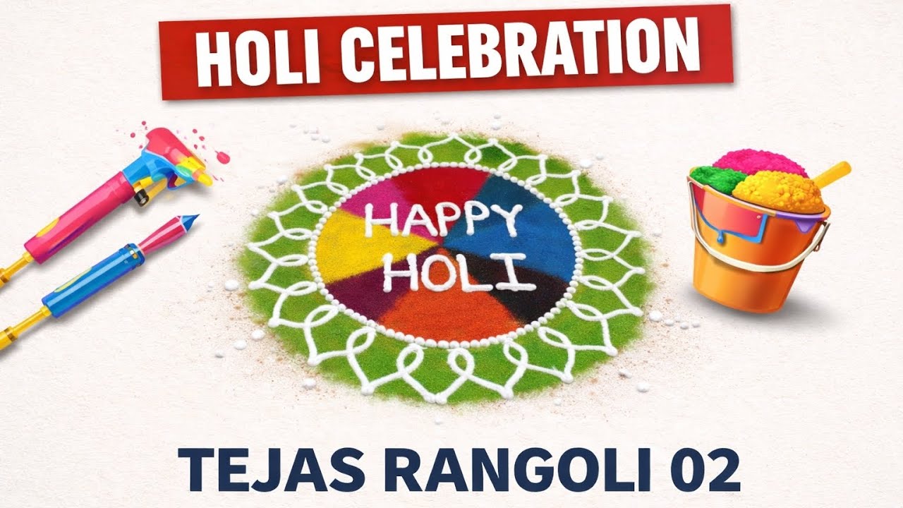 Holi 2026 Special Rangoli Design |🎊 Rangon Ka Tyohar, Dil Se Celebration 🌺🫟🦚