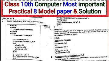 Class 10th computer Science PBA Solve model paper | Computer Science 10th class Practical | Fbise