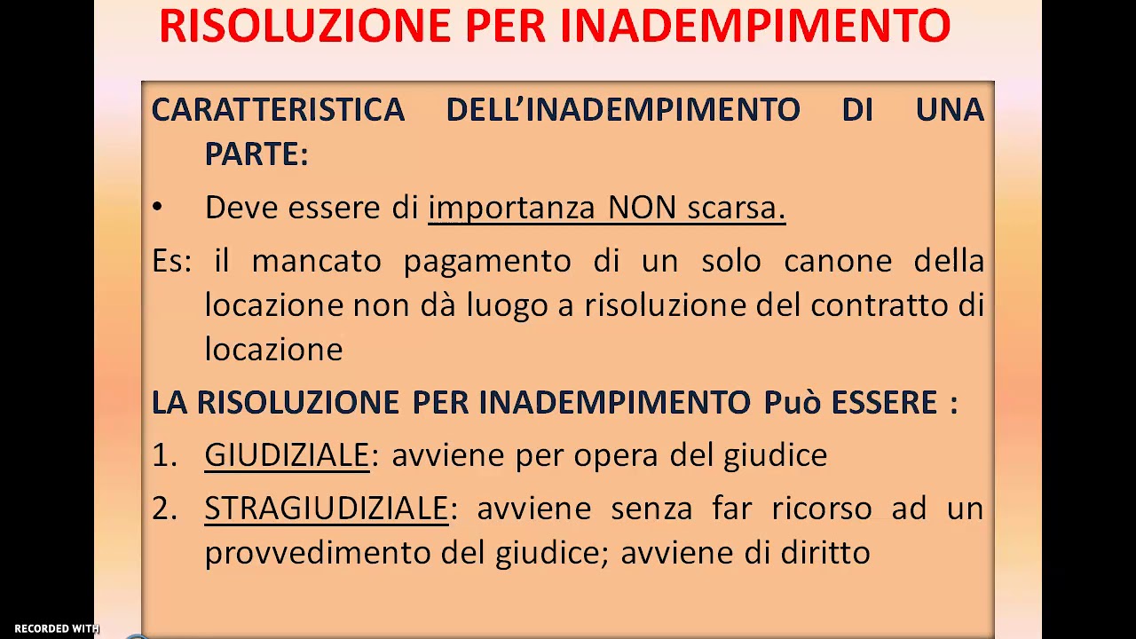 Quali effetti produce tra le parti la risoluzione per ...