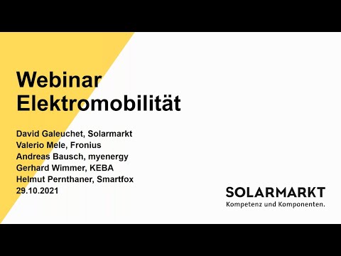 Webinar - Elektromobilität - Fronius, myenergi, KEBA und SMARTFOX präsentieren ihre Lösungen