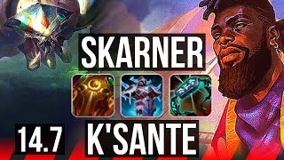 SKARNER vs K'SANTE (TOP) | Rank 1 Skarner, 9/1/16, 40k DMG, Dominating | KR Challenger | 14.7