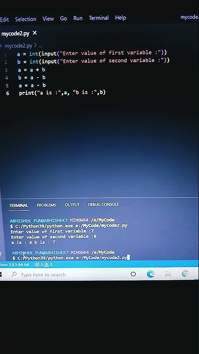 Python: Exchange the values of two numbers without using Temporary ...
