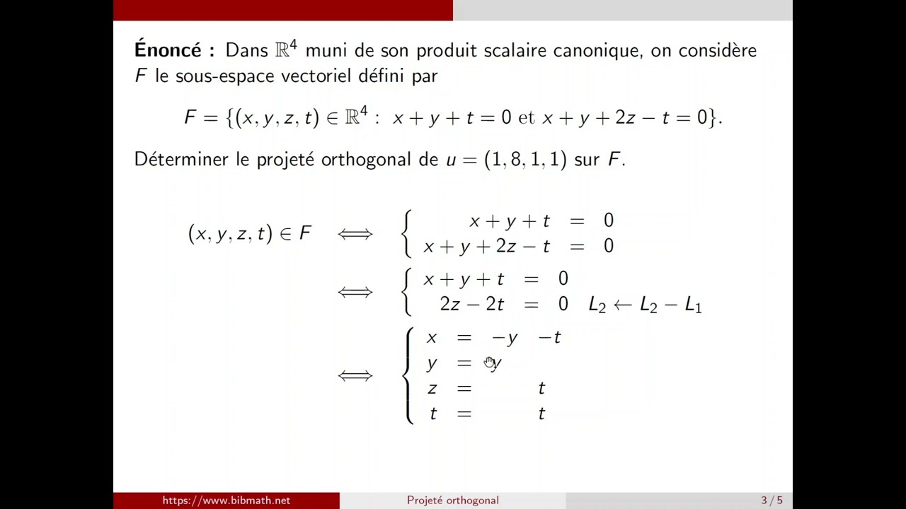 Comment déterminer le projeté orthogonal sur un sous-espace vectoriel d'un espace euclidien?