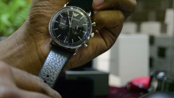 Emporio Armani Chronograph Black Leather Men's Watch AR11143 (Unboxing)  @UnboxWatches - YouTube