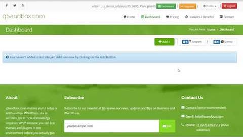 Free Test/Staging/Sandbox WordPress Site. Set up is in seconds!