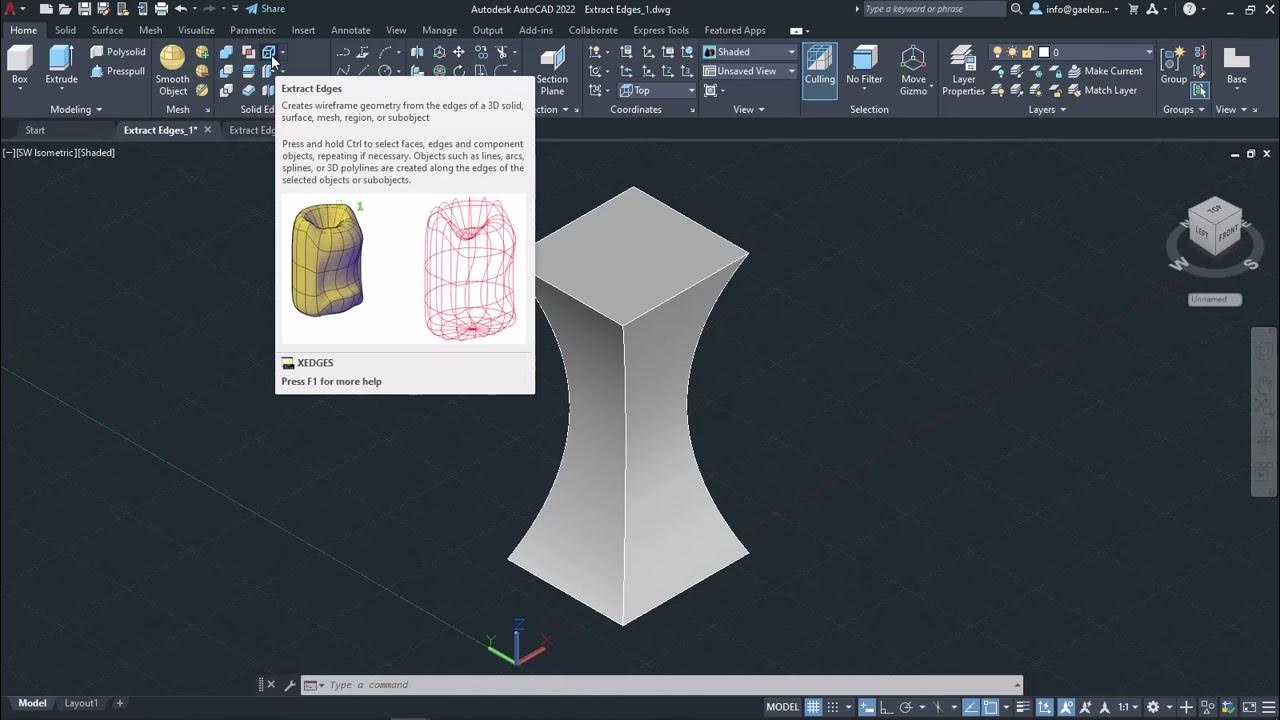 Extract Edges tool (AutoCAD 3D Tutorials) YouTube