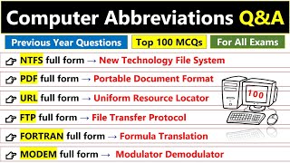 Computer Abbreviations for competitive exams | Computer Full Forms | Top 100 MCQs screenshot 2