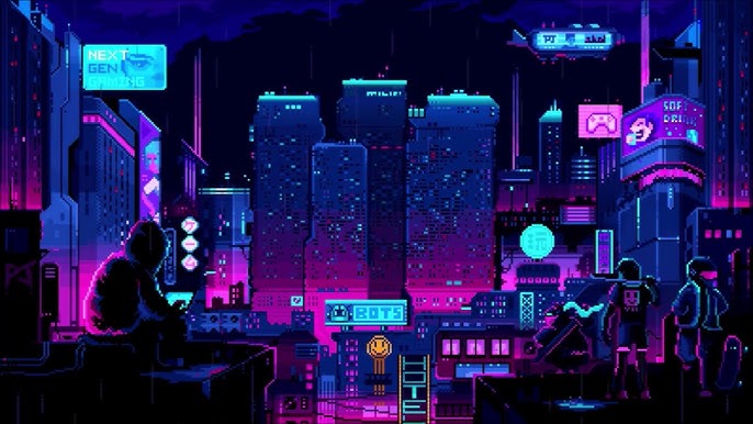 Li̇ve Wallpapers Pc - 8 Bit Night City - Youtube