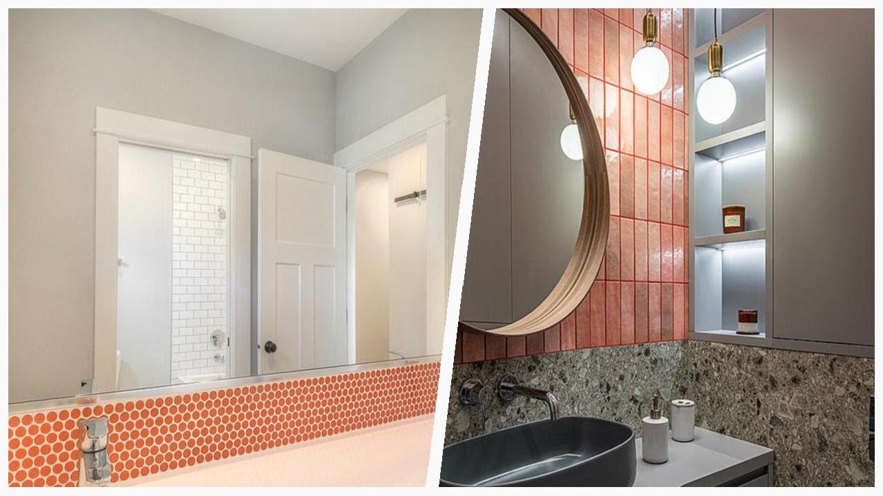 75 Orange Tile Gray Floor Bathroom Design Ideas You'll Love ♡