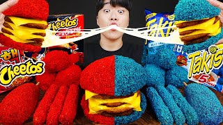 ASMR MUKBANG | CHEETOS CHEESE BURGER, Cheese stick, Fire Noodles, hot dog recipe ! eating screenshot 3