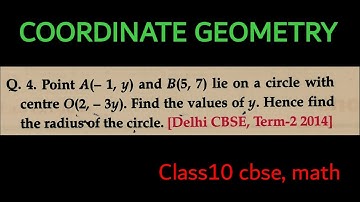 Point A(-1,y) and B(5,7) lie on a circle with centre O(2,-3y). Find the values of y. Hence find the