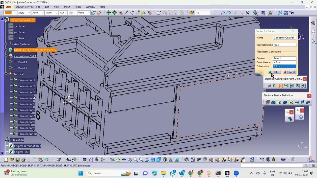 How to Create Points and Defining Electrical Properties for Connectors
