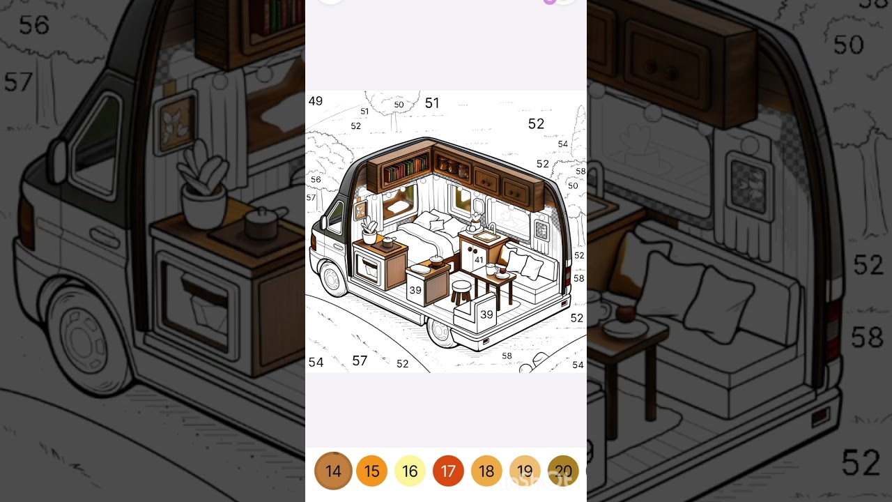 Relaxing Digital Coloring 🚐 Cozy Van Life Interior | Satisfying Art Short 