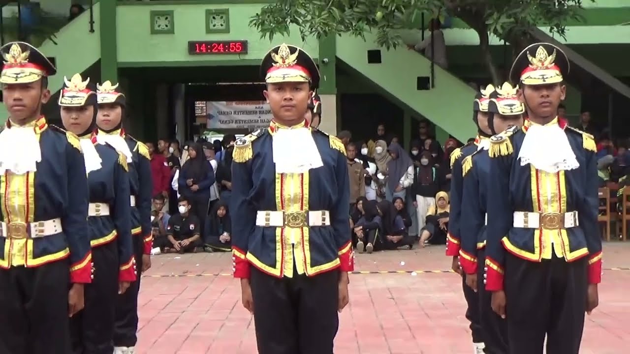 Aksi Team PASKIBRA   SMK N 1 BOJONGSARI dalam event  LKBB VISKA 2023