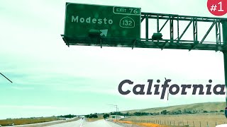 Modesto California - Driving Touring video - Freeway 132 , USA