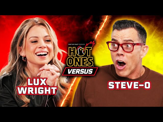 Steve-O vs. Fiancée Lux Wright | Hot Ones Versus class=