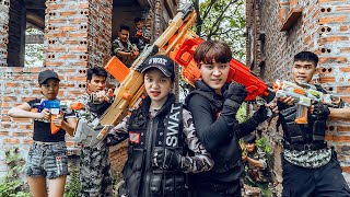 Pink Girl Nerf: Ms. Tranbi Fights Zombies &amp; Warrior X Girl Nerf Guns Against Crime Crafting Zombies