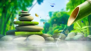 Calming Piano Music with Nature View, Relaxing Sleep Music  Meditation Music, Water Sounds, Bamboo