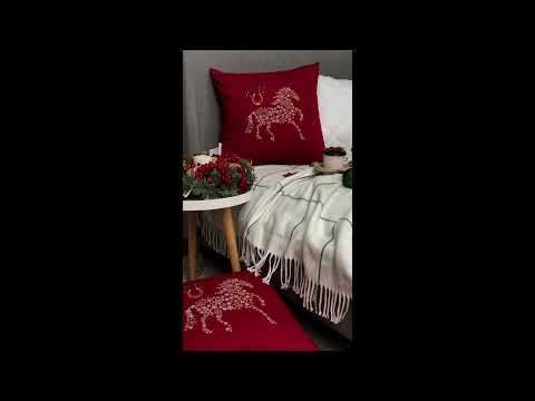 Подушка декоративна 50х50 см різдвяна Коник Щастя IDEIA, символ 2026 року червона, видео 1