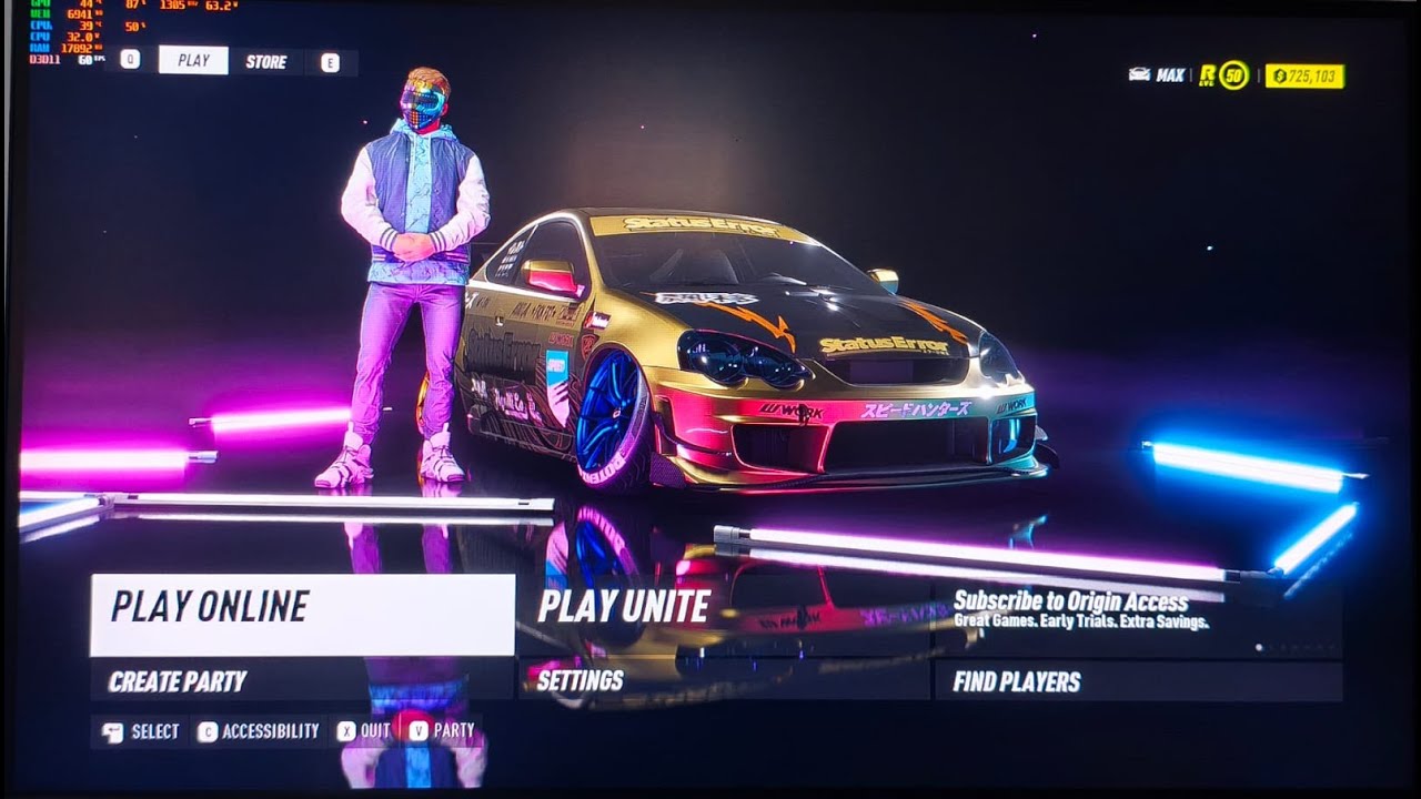 NFS Heat com o mod Project Unite. Personalizando, tunando e testando o Acura RSX Type R.