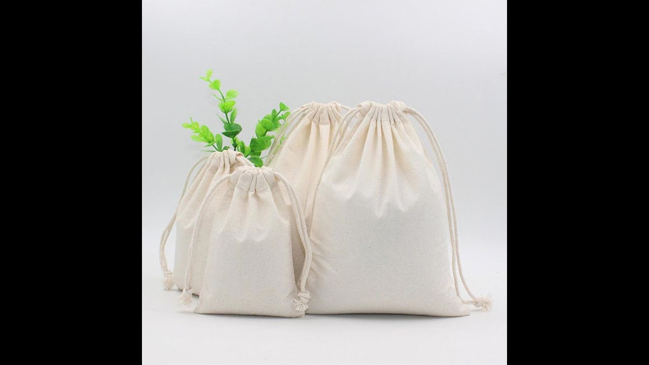 Lightweight 5oz 100% Organic Cotton Drawstring Bag Biodegradable Organic Cotton Bags