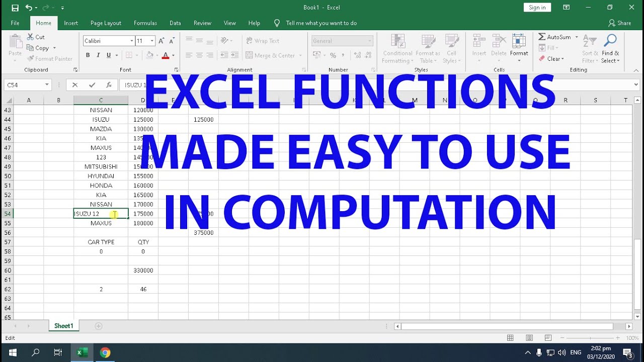 EASY AND BEST EXCEL FUNCTIONS IN COMPUTATION. - YouTube
