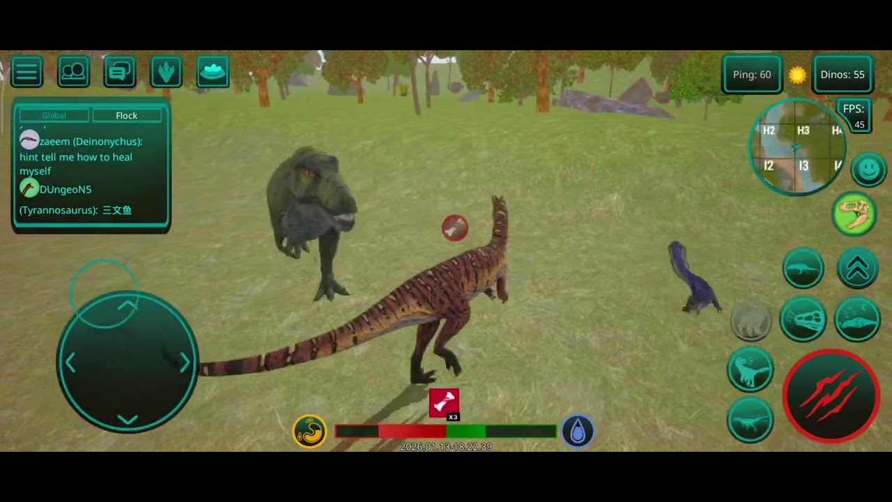 Dilophosaurus gameplay|T-rex and dienonychus is doing mixpacking|ornitho doing mixpacking he got ban
