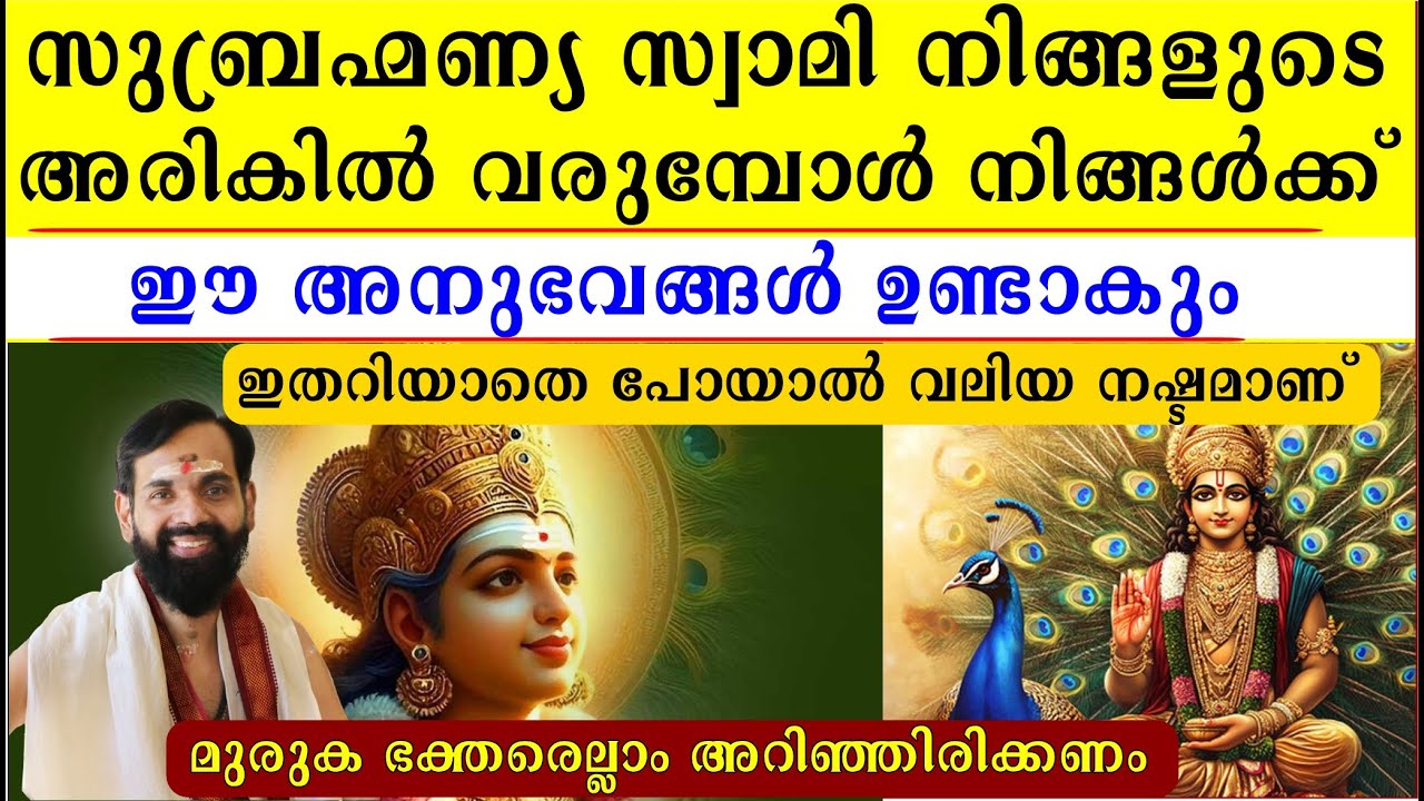 സുബ്രഹ്മണ്യ സ്വാമി നിങ്ങളുടെ അരികിൽ വരുമ്പോൾ ഈ അനുഭവങ്ങൾ ഉണ്ടാകും ഇതറിയാതെ പോയാൽ വലിയ നഷ്ടമാണ്