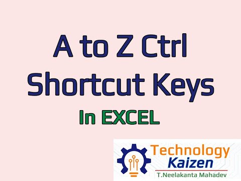 Shortcut keys (Ctrl +A to Ctrl +Z)  in Microsoft Excel