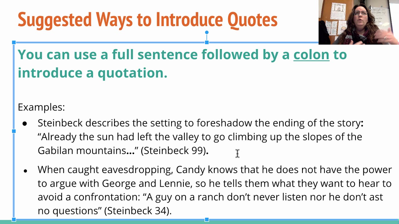 how do you introduce a quote in an essay