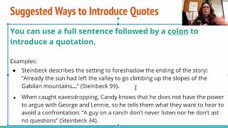 In Text Citations & Introducing Quotes