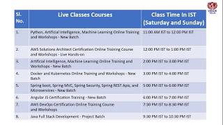 VirajeTech's Weekend Batches Schedule - 04 -April -2020 and 05-April-2020