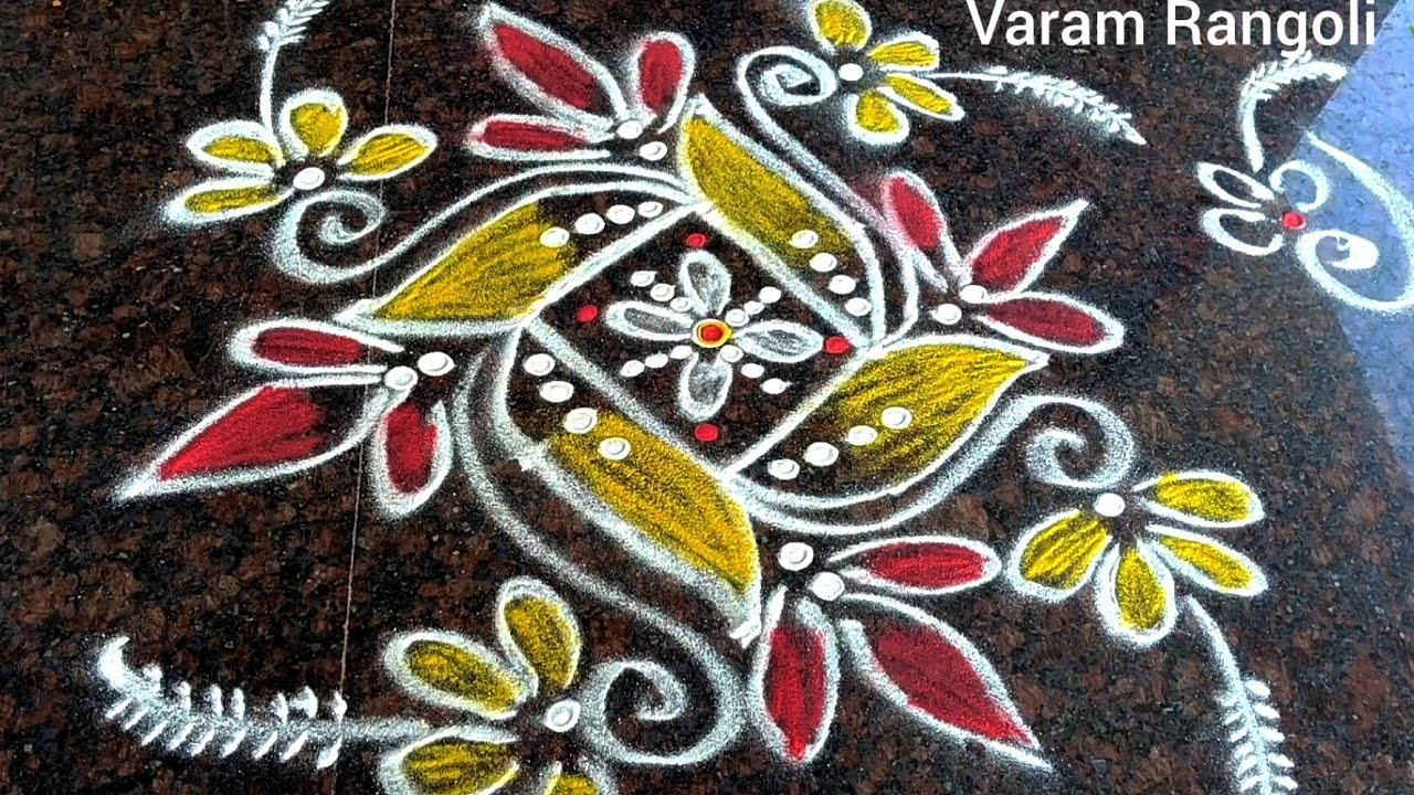 Easy Colorful Rangoli Design Tutorial |Daily Muggu Step by Step#rangoli #muggu #kolam #telugu#daily 