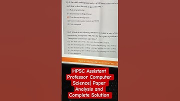 HPSC Assistant Professor Computer Science| Paper Analysis and Complete Solution