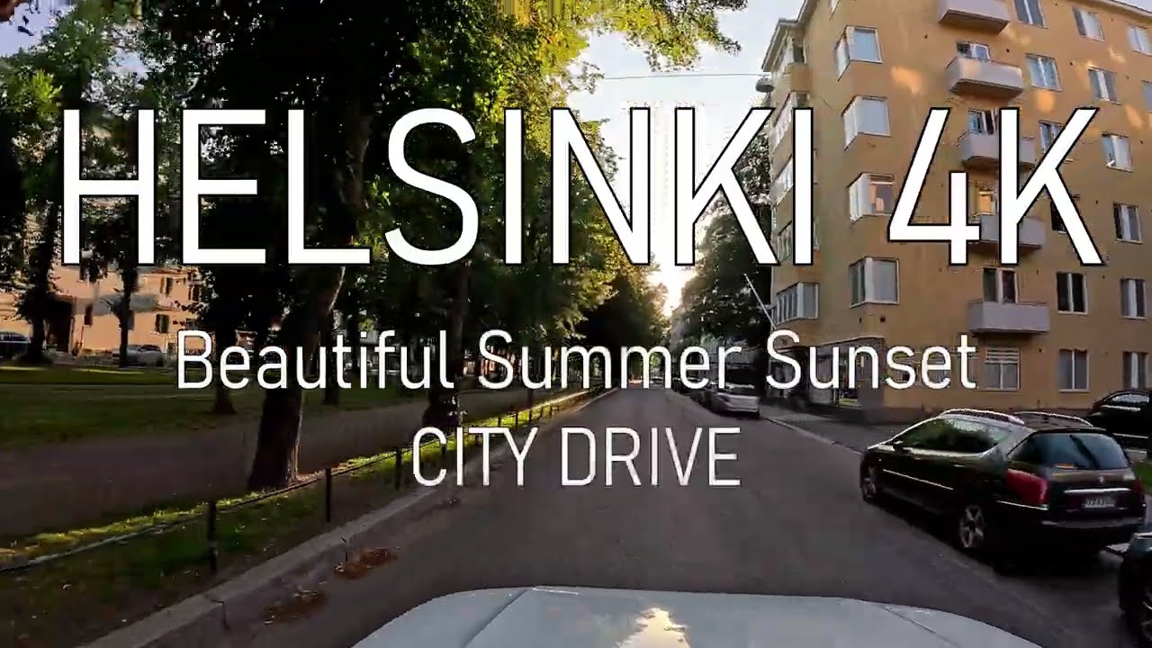 Helsinki City Drive 4K - Beautiful Summer Sunset