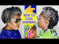 How To Set Heatless Curl Formers on Grey Natural 4C Hair | Easy Hairstyle Tutorial + Side Twists