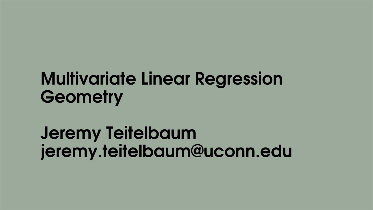 Multivariate Linear Regression - Geometry - YouTube