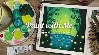 Painting a Landscape with Gouache | Paint with me 🍃✨