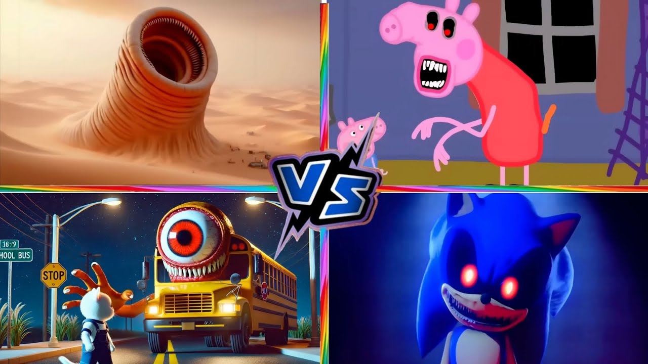 Erosion Worm Vs Peppa Pig Exe Vs School Bus Vs Sonic Exe | Mashal Tiles Hop | Tiles Hop!