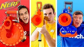 NERF BLASTER CHALLENGE using only ONE COLOR NERF BLASTERS! (200 IQ NERF WAR)