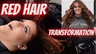 RED HAIR HOT TRANSFORMATION! RED REVERSE BALAYAGE!!