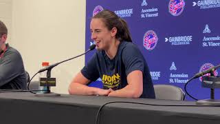 Caitlin Clark, Christie Sides pregame on their schedule, Connecticut rematch, lack of practice time