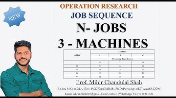 Job Sequence with 3 machine-Operation research-problem-By Prof. Mihir Shah