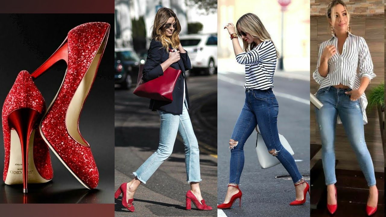 Introducir 94+ imagen outfit zapatos rojos con jeans