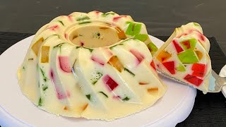 No Cheese!No Cream! No Baking! Custard jelly dessert recipe || jelly custard recipe