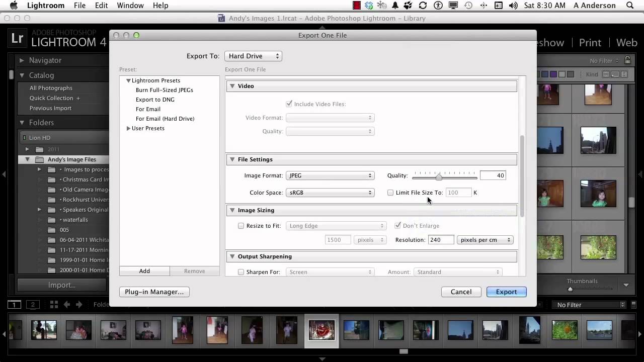 how to export high resolution images from lightroom 5